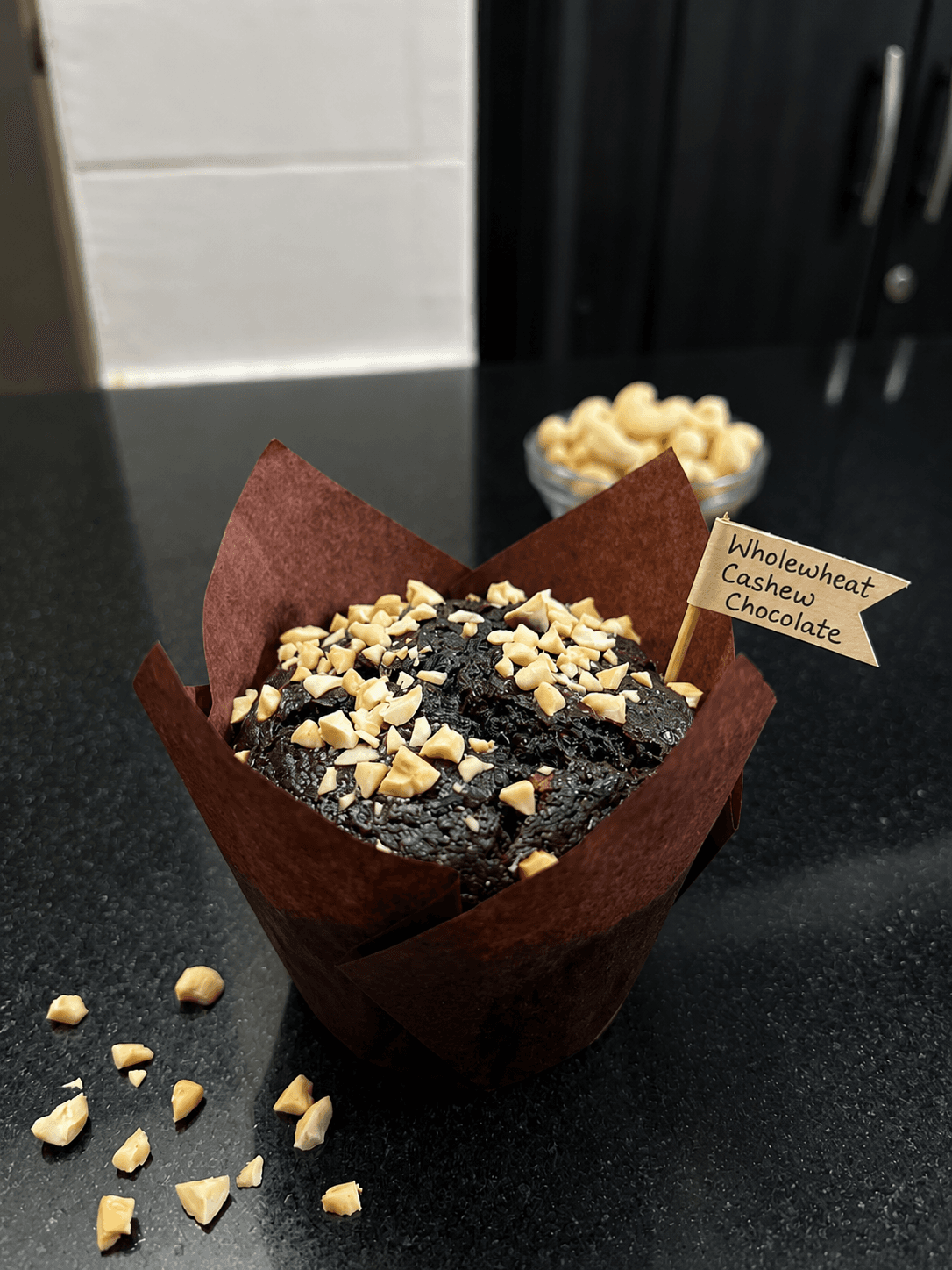 Wholewheat Chocolate Cashew Muffins
